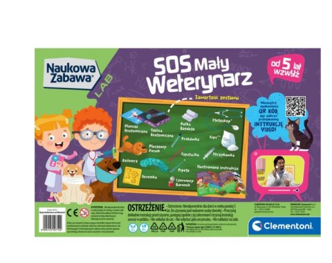 Naukowa Zabawa Zestaw Małego Weterynarza SOS Mały Weterynarz Piesek Język Polski Clementoni 50712