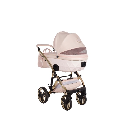 Junama Candy Premium 01 Pearl – wózek dziecięcy 2w1 (gondola + spacerówka), ekoskóra, koła żelowe, Max-Click