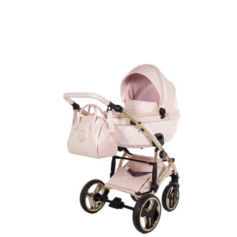 Junama Candy Premium 01 Pearl – wózek dziecięcy 2w1 (gondola + spacerówka), ekoskóra, koła żelowe, Max-Click