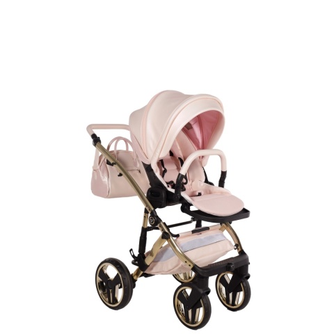 Junama Candy Premium 01 Pearl – wózek dziecięcy 2w1 (gondola + spacerówka), ekoskóra, koła żelowe, Max-Click