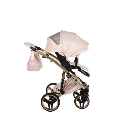 Junama Candy Premium 01 Pearl – wózek dziecięcy 2w1 (gondola + spacerówka), ekoskóra, koła żelowe, Max-Click
