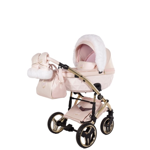Junama Candy Premium 01 Pearl – wózek dziecięcy 2w1 (gondola + spacerówka), ekoskóra, koła żelowe, Max-Click