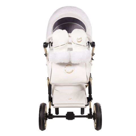 Junama Candy Premium 02 White – wózek dziecięcy 2w1 (gondola + spacerówka), ekoskóra, koła żelowe, Max-Click