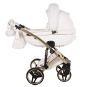 Junama Candy Premium 02 White – wózek dziecięcy 2w1 (gondola + spacerówka), ekoskóra, koła żelowe, Max-Click