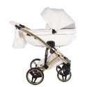 Junama Candy Premium 02 White – wózek dziecięcy 2w1 (gondola + spacerówka), ekoskóra, koła żelowe, Max-Click