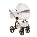 Junama Candy Premium 02 White – wózek dziecięcy 2w1 (gondola + spacerówka), ekoskóra, koła żelowe, Max-Click