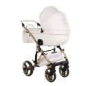 Junama Candy Premium 02 White – wózek dziecięcy 2w1 (gondola + spacerówka), ekoskóra, koła żelowe, Max-Click