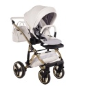 Junama Candy Premium 02 White – wózek dziecięcy 2w1 (gondola + spacerówka), ekoskóra, koła żelowe, Max-Click