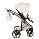 Junama Candy Premium 02 White – wózek dziecięcy 2w1 (gondola + spacerówka), ekoskóra, koła żelowe, Max-Click