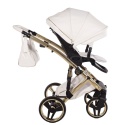 Junama Candy Premium 02 White – wózek dziecięcy 2w1 (gondola + spacerówka), ekoskóra, koła żelowe, Max-Click