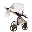 Junama Candy Premium 02 White – wózek dziecięcy 2w1 (gondola + spacerówka), ekoskóra, koła żelowe, Max-Click
