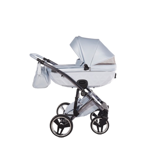 Junama Candy Premium 03 Blue – wózek dziecięcy 2w1 (gondola + spacerówka), ekoskóra, koła żelowe, Max-Click
