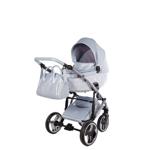 Junama Candy Premium 03 Blue – wózek dziecięcy 2w1 (gondola + spacerówka), ekoskóra, koła żelowe, Max-Click