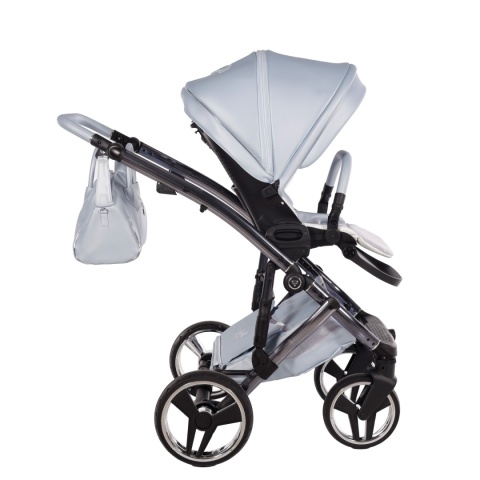 Junama Candy Premium 03 Blue – wózek dziecięcy 2w1 (gondola + spacerówka), ekoskóra, koła żelowe, Max-Click