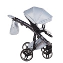 Junama Candy Premium 03 Blue – wózek dziecięcy 2w1 (gondola + spacerówka), ekoskóra, koła żelowe, Max-Click