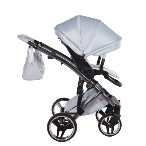 Junama Candy Premium 03 Blue – wózek dziecięcy 2w1 (gondola + spacerówka), ekoskóra, koła żelowe, Max-Click