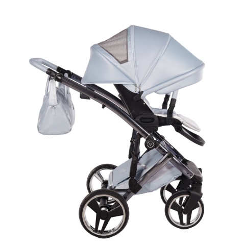 Junama Candy Premium 03 Blue – wózek dziecięcy 2w1 (gondola + spacerówka), ekoskóra, koła żelowe, Max-Click