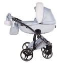 Junama Candy Premium 03 Blue – wózek dziecięcy 2w1 (gondola + spacerówka), ekoskóra, koła żelowe, Max-Click