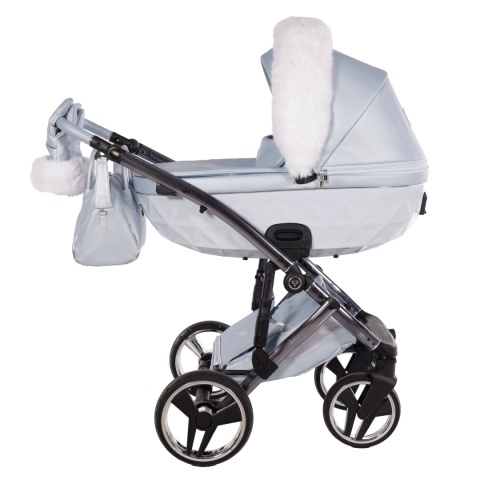 Junama Candy Premium 03 Blue – wózek dziecięcy 2w1 (gondola + spacerówka), ekoskóra, koła żelowe, Max-Click