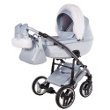 Junama Candy Premium 03 Blue – wózek dziecięcy 2w1 (gondola + spacerówka), ekoskóra, koła żelowe, Max-Click