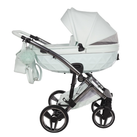 Junama Candy Premium 04 Mint – wózek dziecięcy 2w1 (gondola + spacerówka), ekoskóra, koła żelowe, Max-Click