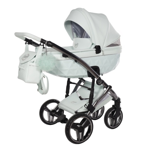 Junama Candy Premium 04 Mint – wózek dziecięcy 2w1 (gondola + spacerówka), ekoskóra, koła żelowe, Max-Click