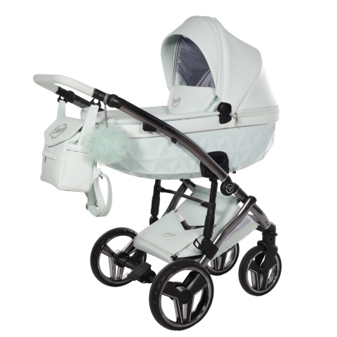 Junama Candy Premium 04 Mint – wózek dziecięcy 2w1 (gondola + spacerówka), ekoskóra, koła żelowe, Max-Click