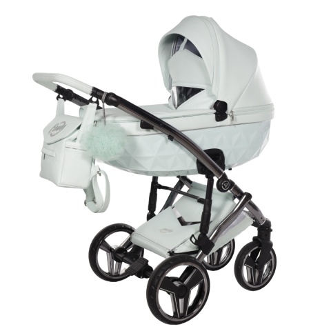 Junama Candy Premium 04 Mint – wózek dziecięcy 2w1 (gondola + spacerówka), ekoskóra, koła żelowe, Max-Click