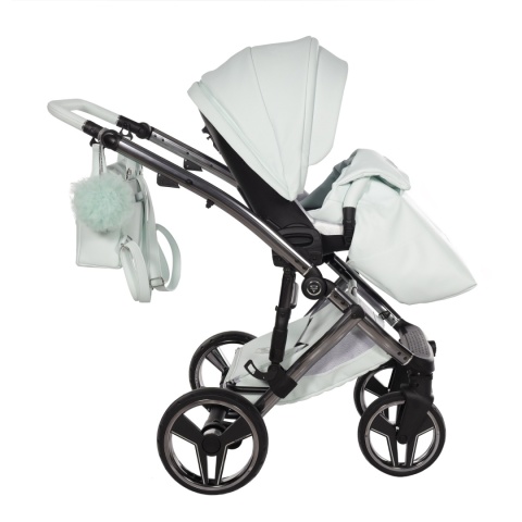 Junama Candy Premium 04 Mint – wózek dziecięcy 2w1 (gondola + spacerówka), ekoskóra, koła żelowe, Max-Click