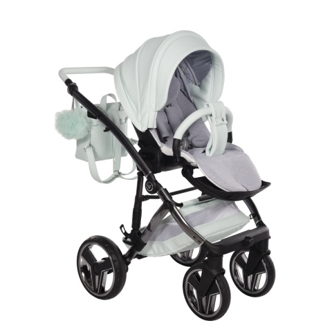 Junama Candy Premium 04 Mint – wózek dziecięcy 2w1 (gondola + spacerówka), ekoskóra, koła żelowe, Max-Click