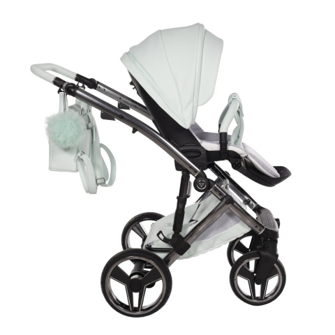 Junama Candy Premium 04 Mint – wózek dziecięcy 2w1 (gondola + spacerówka), ekoskóra, koła żelowe, Max-Click