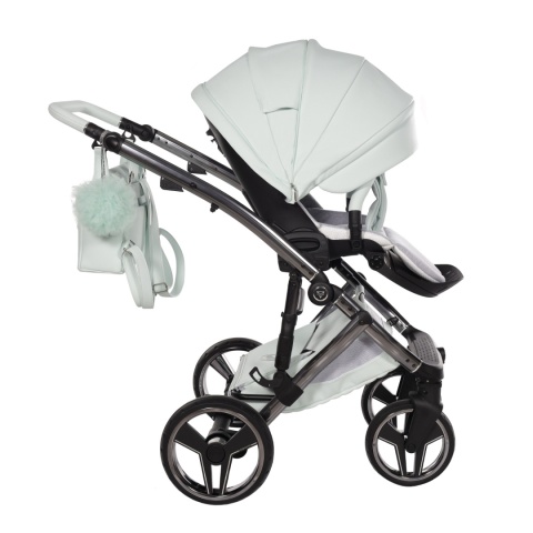 Junama Candy Premium 04 Mint – wózek dziecięcy 2w1 (gondola + spacerówka), ekoskóra, koła żelowe, Max-Click