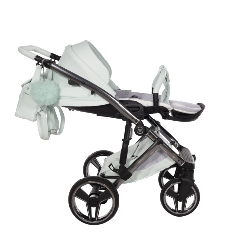 Junama Candy Premium 04 Mint – wózek dziecięcy 2w1 (gondola + spacerówka), ekoskóra, koła żelowe, Max-Click