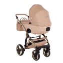 Junama Candy Premium 05 Beige – wózek dziecięcy 2w1 (gondola + spacerówka), ekoskóra, koła żelowe, Max-Click