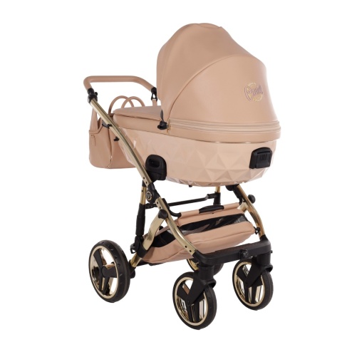 Junama Candy Premium 05 Beige – wózek dziecięcy 2w1 (gondola + spacerówka), ekoskóra, koła żelowe, Max-Click