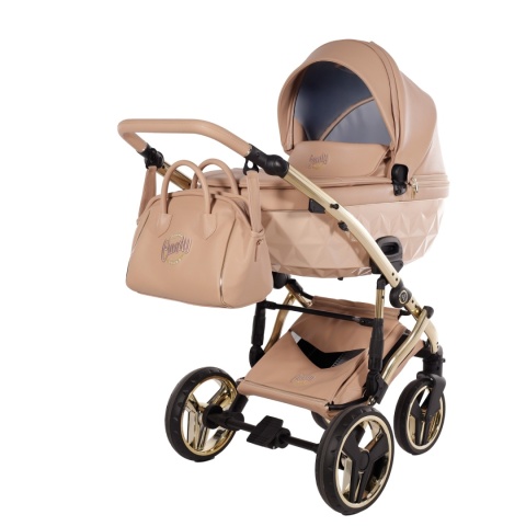 Junama Candy Premium 05 Beige – wózek dziecięcy 2w1 (gondola + spacerówka), ekoskóra, koła żelowe, Max-Click