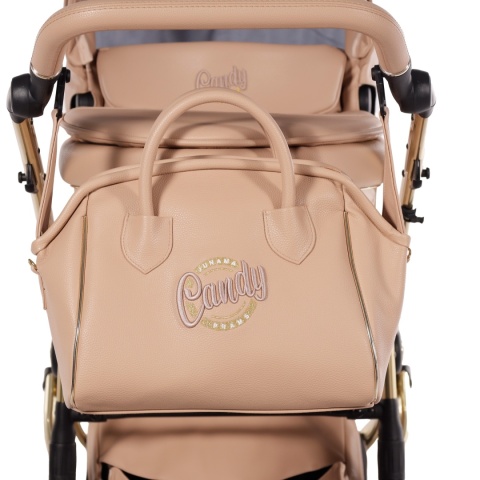 Junama Candy Premium 05 Beige – wózek dziecięcy 2w1 (gondola + spacerówka), ekoskóra, koła żelowe, Max-Click
