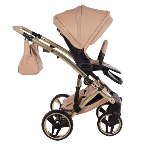 Junama Candy Premium 05 Beige – wózek dziecięcy 2w1 (gondola + spacerówka), ekoskóra, koła żelowe, Max-Click
