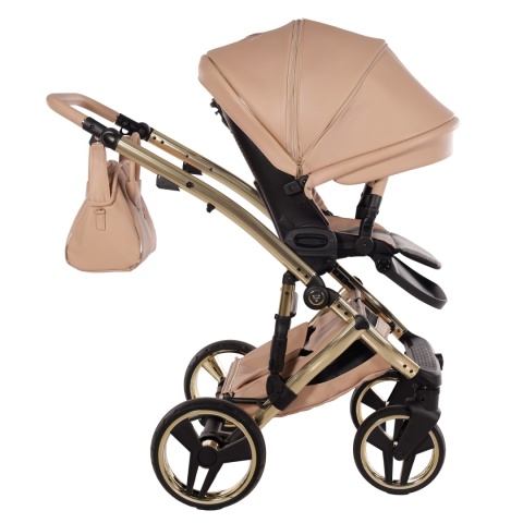 Junama Candy Premium 05 Beige – wózek dziecięcy 2w1 (gondola + spacerówka), ekoskóra, koła żelowe, Max-Click