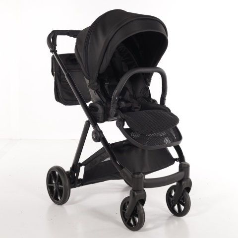 Junama Ellegante 04 Black – wózek dziecięcy 2w1 (gondola + spacerówka) | koła żelowe, UV50+