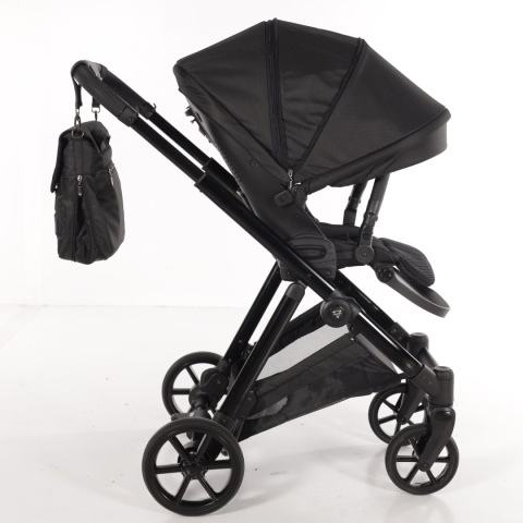 Junama Ellegante 04 Black – wózek dziecięcy 2w1 (gondola + spacerówka) | koła żelowe, UV50+