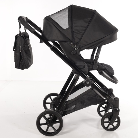 Junama Ellegante 04 Black – wózek dziecięcy 2w1 (gondola + spacerówka) | koła żelowe, UV50+