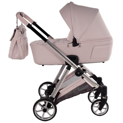 Junama Ellegante 05 Pink – wózek dziecięcy 2w1 (gondola + spacerówka) | koła żelowe, UV50+