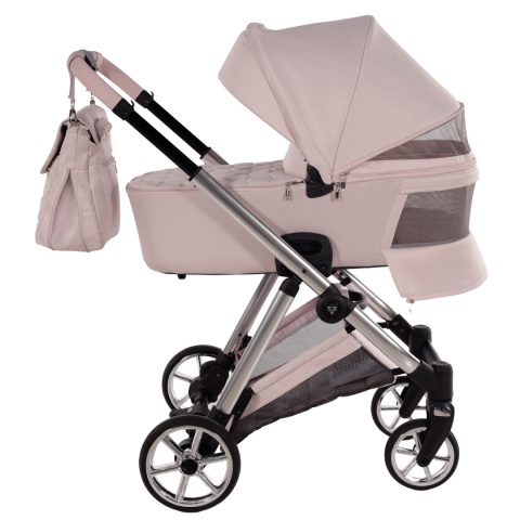 Junama Ellegante 05 Pink – wózek dziecięcy 2w1 (gondola + spacerówka) | koła żelowe, UV50+