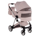 Junama Ellegante 05 Pink – wózek dziecięcy 2w1 (gondola + spacerówka) | koła żelowe, UV50+