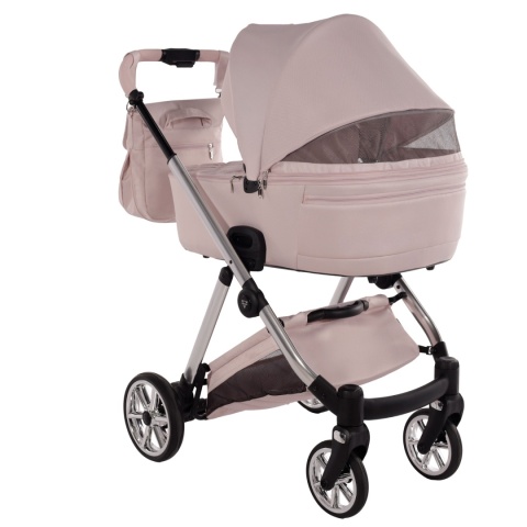 Junama Ellegante 05 Pink – wózek dziecięcy 2w1 (gondola + spacerówka) | koła żelowe, UV50+