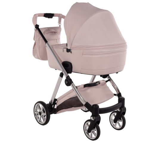 Junama Ellegante 05 Pink – wózek dziecięcy 2w1 (gondola + spacerówka) | koła żelowe, UV50+