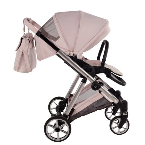 Junama Ellegante 05 Pink – wózek dziecięcy 2w1 (gondola + spacerówka) | koła żelowe, UV50+