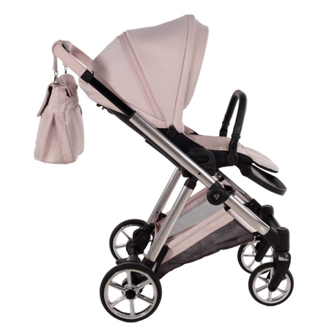Junama Ellegante 05 Pink – wózek dziecięcy 2w1 (gondola + spacerówka) | koła żelowe, UV50+