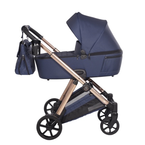 Junama Ellegante 06 Blue – wózek dziecięcy 2w1 (gondola + spacerówka) | koła żelowe, UV50+